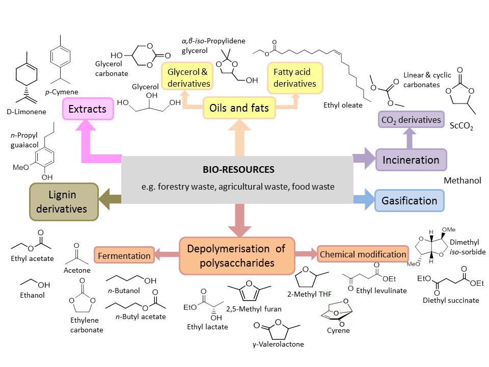 Figure 1: Some examples of bio-derived solvents 